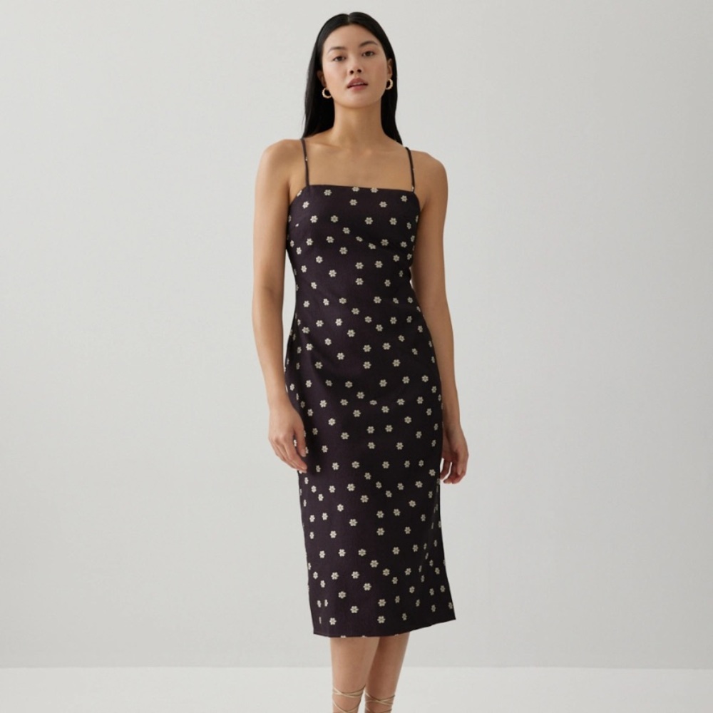 NWT Laura Jacquard Column Dress Brown S